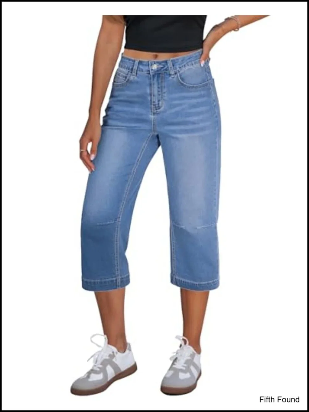 Mid Rise Straight Leg Capri Jeans Stretchy Denim Cropped Pants Summer